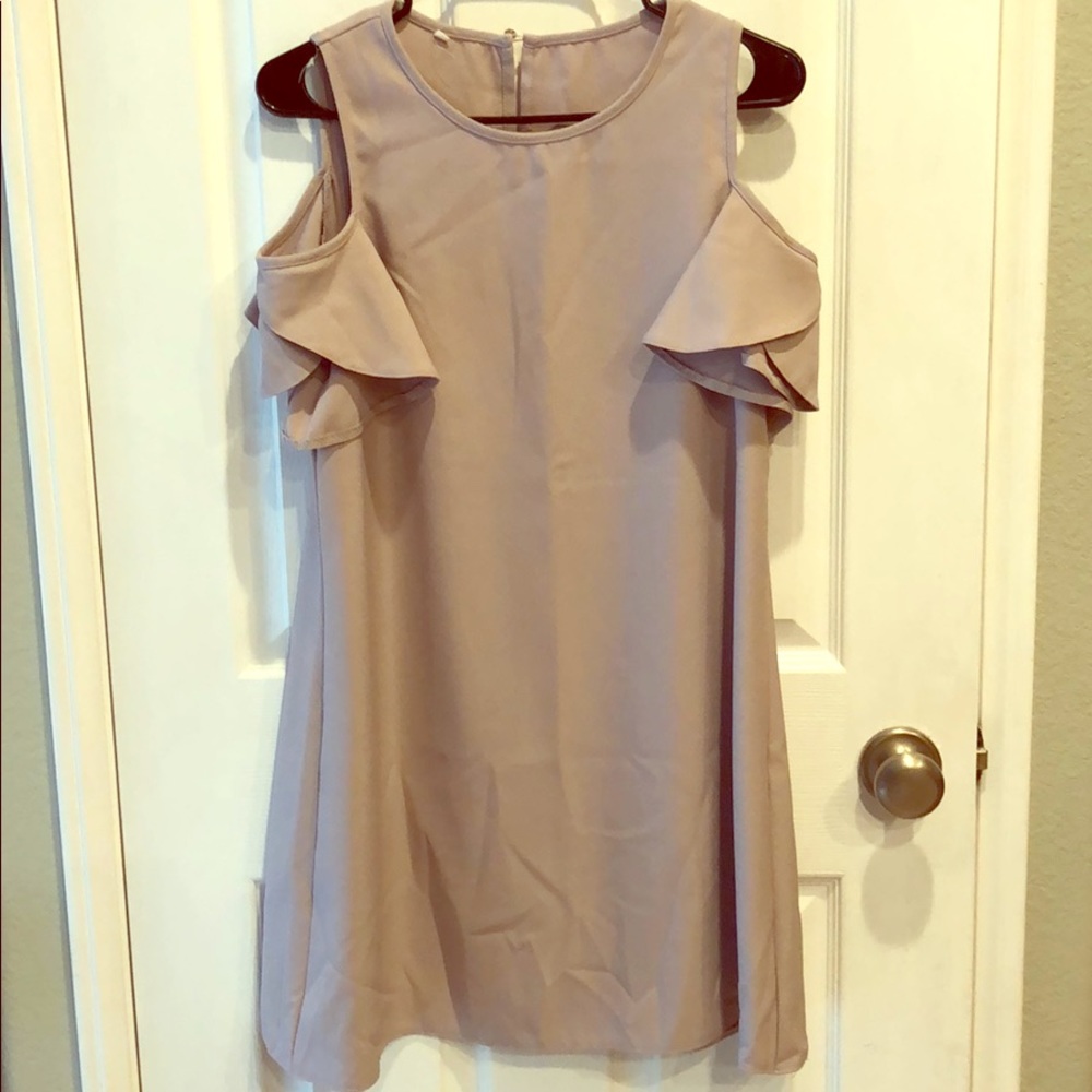 Nude off-shoulder dress